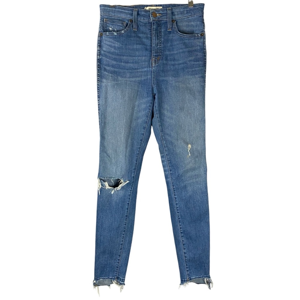Madewell Women’s Distressed Curvy High-Rise Skinny Denim Blue Jeans Size 26